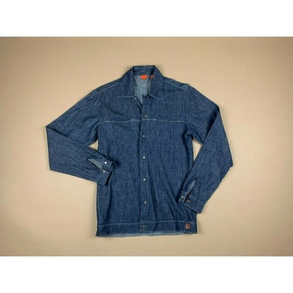 Hugo Boss Orange Buttoned Blue Jean Jacket Size SM Blue - Picture 3 of 5
